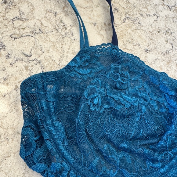 Women's Gilligan & O'Malley 38D  aqua blue lace sheer bra - Picture 6 of 14